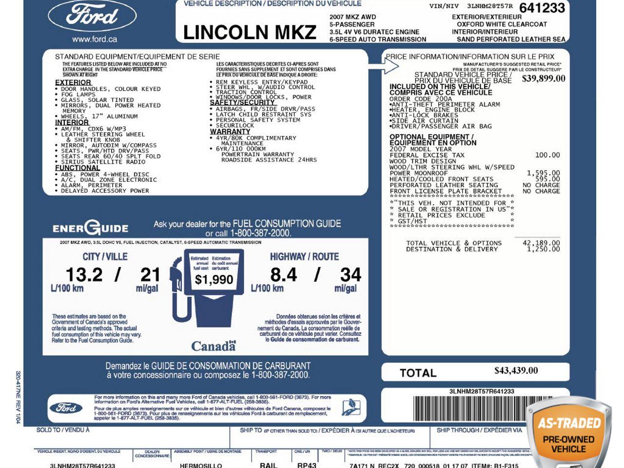 2007 Lincoln MKZ Base-2
