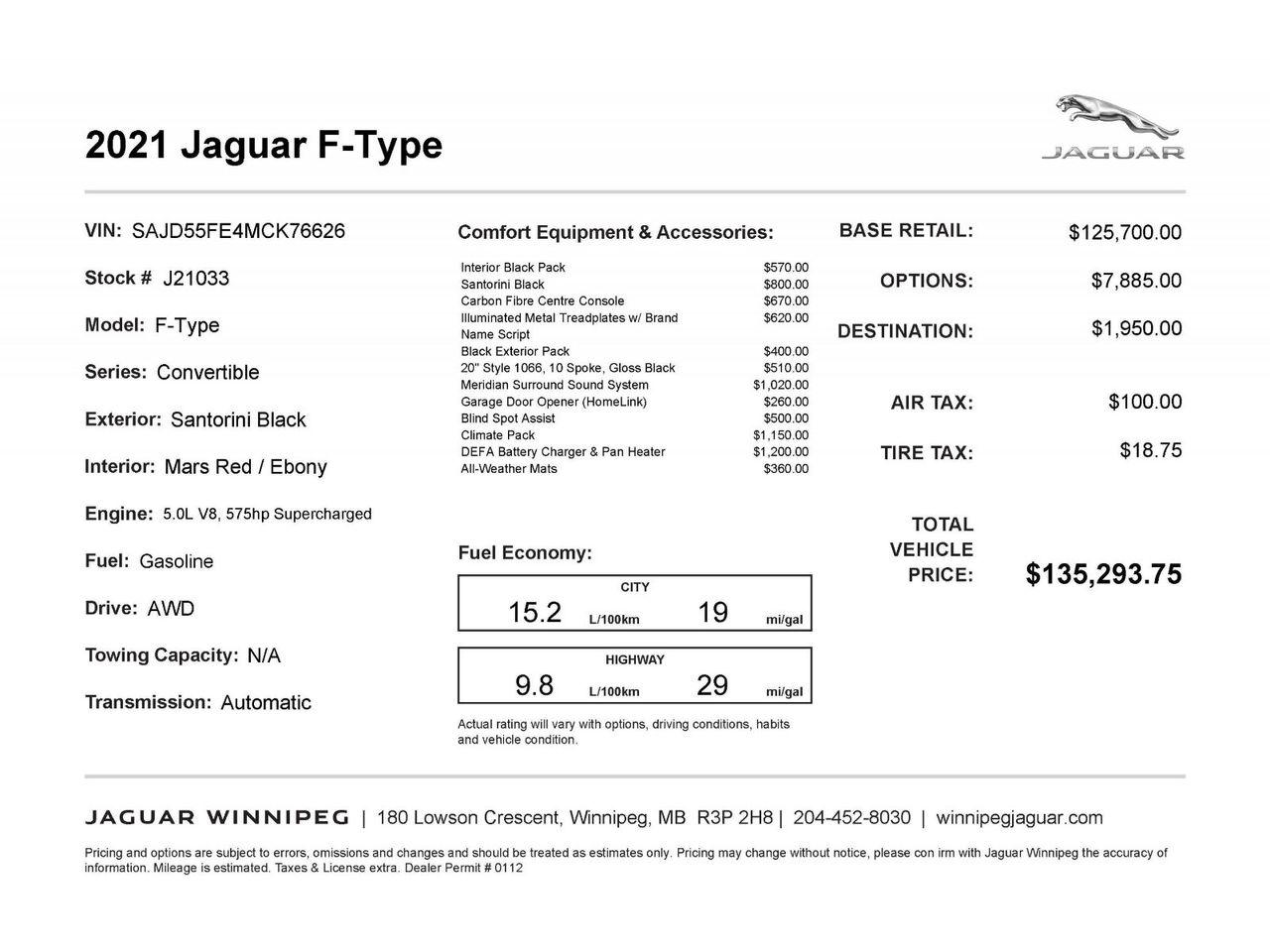 2021 Jaguar F-Type R-1